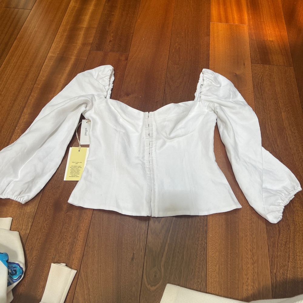 Wilfred White Puff Sleeve Square Neck Blouse